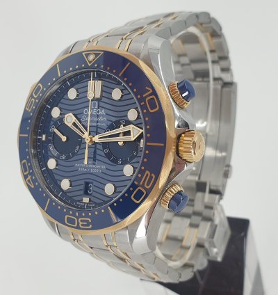 Omega Seamaster Diver 300 Chronograph Steel Gold Blue - Full Set 2023