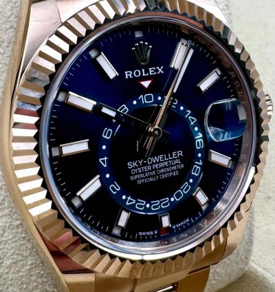 Rolex Sky-dweller 336935 Rose Gold Blue Dial Oyster Bracelet Unworn 2025