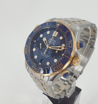 Omega Seamaster Diver 300 Chronograph Steel Gold Blue - Full Set 2023
