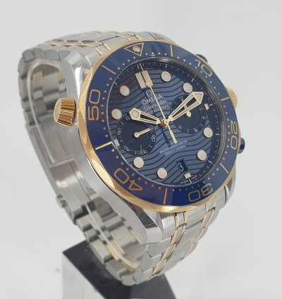 Omega Seamaster Diver 300 Chronograph Steel Gold Blue - Full Set 2023