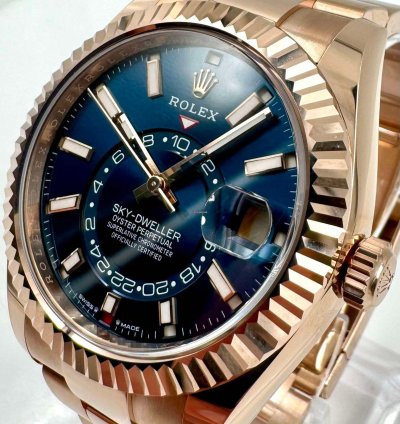 Rolex Sky-dweller 336935 Rose Gold Blue Dial Oyster Bracelet Unworn 2025