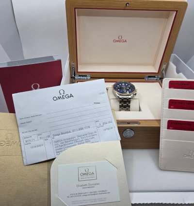 Omega Seamaster Diver 300 Chronograph Steel Gold Blue - Full Set 2023