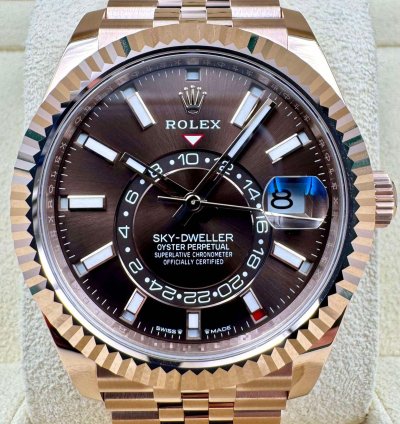 Rolex Sky-dweller 336935 Rose Gold Chocolate Dial Jubilee Bracelet Unworn 2024