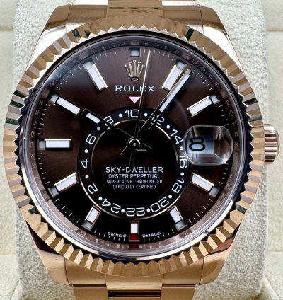 Rolex Sky-dweller 336935 Rose Gold Chocolate Dial Oyster Bracelet Unworn 2023