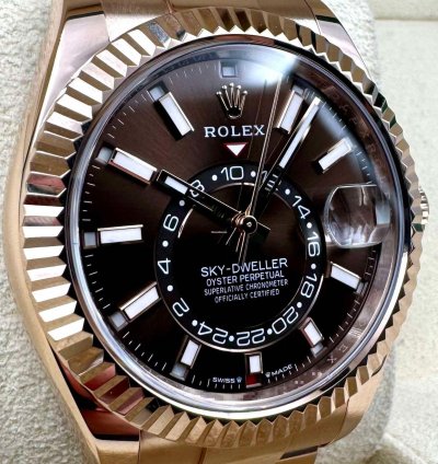 Rolex Sky-dweller 336935 Rose Gold Chocolate Dial Oyster Bracelet Unworn 2023