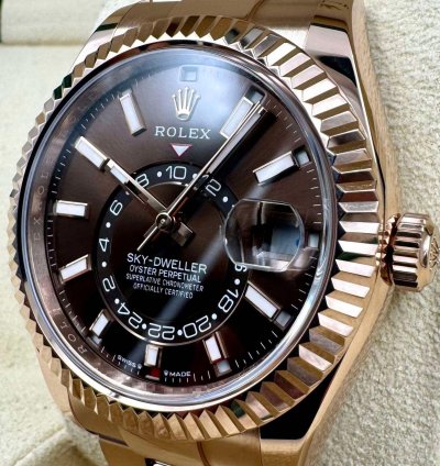 Rolex Sky-dweller 336935 Rose Gold Chocolate Dial Oyster Bracelet Unworn 2023
