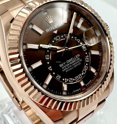Rolex Sky-dweller 336935 Rose Gold Chocolate Dial Oyster Bracelet Unworn 2023