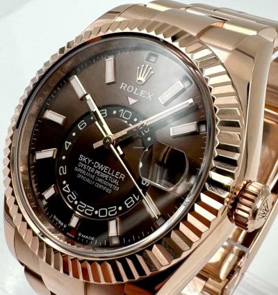 Rolex Sky-dweller 336935 Rose Gold Chocolate Dial Oyster Bracelet Unworn 2023