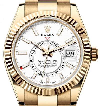 Rolex Sky-dweller 336938 Yellow Gold White Dial Oyster Bracelet Unworn 2024