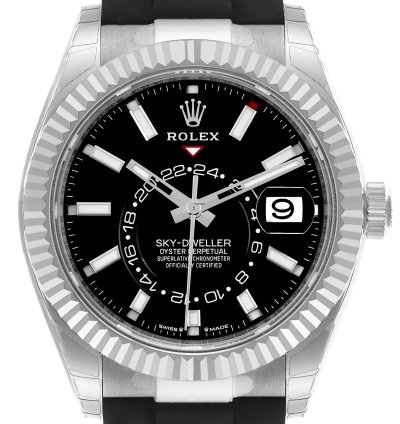 Rolex Sky-dweller 42 Black Dial White Gold Mens Watch 336239 Unworn