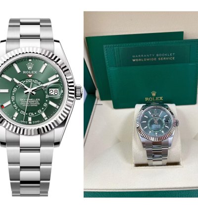 Rolex Sky-dweller 42 Mm Oystersteel And White Gold Green Dial Sky Dweller 336934