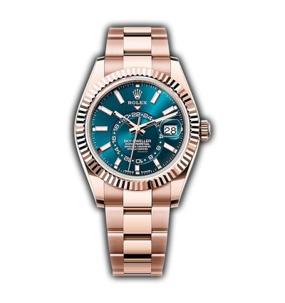 Rolex Sky-dweller 42mm 18k Everose Gold Blue Dial Oyster