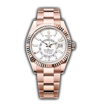 Rolex Sky-dweller 42mm 18k Everose Gold White Dial Oyster Bracelet