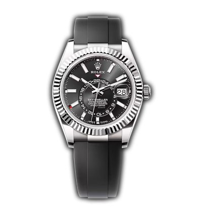Rolex Sky-dweller 42mm 18k White Gold Black Dial Oysterflex