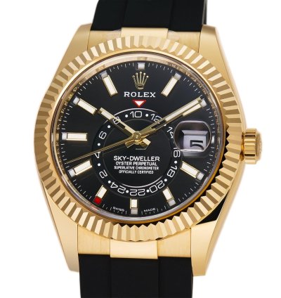 Rolex Sky-dweller 42mm 18k Yellow Gold Black Dial Oysterflex