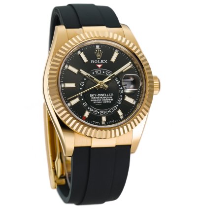 Rolex Sky-dweller 42mm 18k Yellow Gold Black Dial Oysterflex