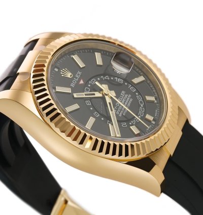 Rolex Sky-dweller 42mm 18k Yellow Gold Black Dial Oysterflex