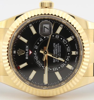 Rolex Sky-dweller 42mm 18k Yellow Gold Black Dial Oysterflex 326238