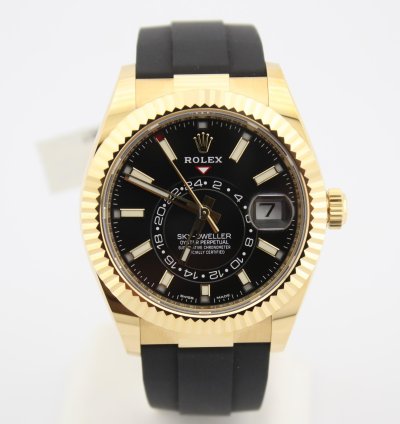 Rolex Sky-dweller 42mm 18k Yellow Gold Black Dial Oysterflex 326238