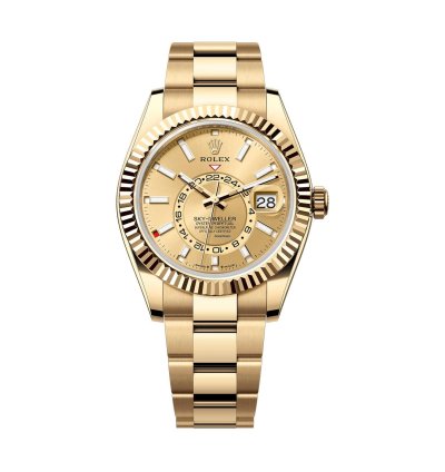 Rolex Sky-dweller 42mm 18k Yellow Gold Champagne Dial Caliber 9002
