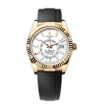 Rolex Sky-dweller 42mm 18k Yellow Gold White Dial Oysterflex