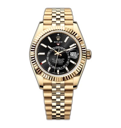 Rolex Sky-dweller 42mm Black Dial 18k Yellow Gold Jubilee