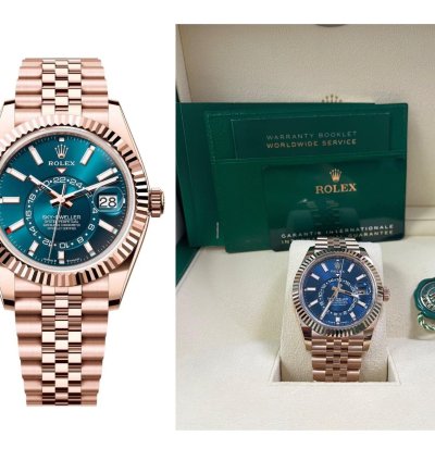 Rolex Sky-dweller 42mm Blue Dial Rose Gold Jubilee Bracelet 336935