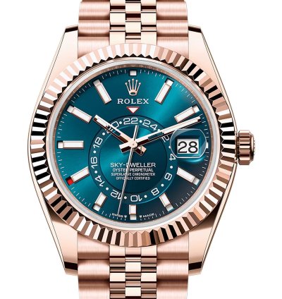 Rolex Sky-dweller 42mm Blue-green Dial 18k Rose Gold Jubilee