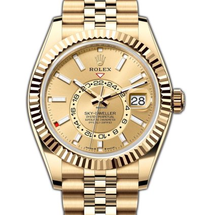 Rolex Sky-dweller 42mm Champagne Dial 18k Yellow Gold Jubilee