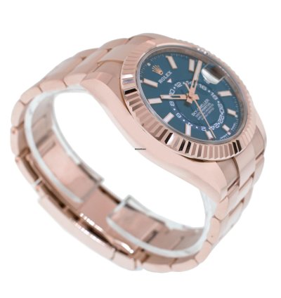 Rolex Sky-dweller 42mm Everose Gold Blue Index Dial Fluted Bezel 336935