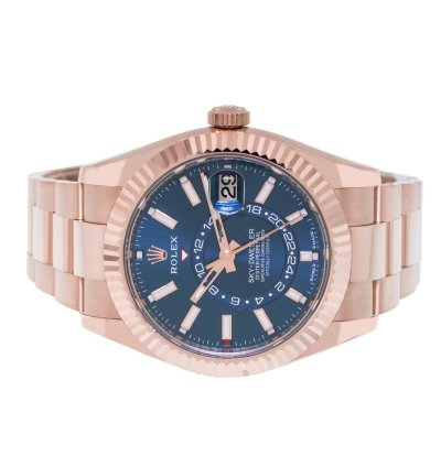 Rolex Sky-dweller 42mm Everose Gold Blue Index Dial Fluted Bezel 336935