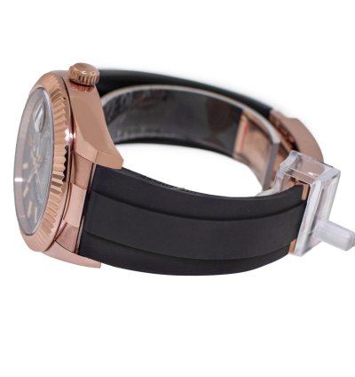 Rolex Sky-dweller 42mm Everose Gold Chocolate Index Dial Fluted Bezel 326235