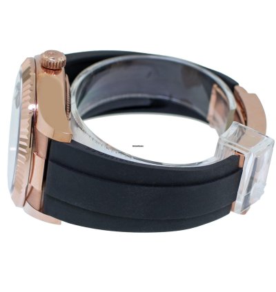 Rolex Sky-dweller 42mm Everose Gold Rhodium Index Dial Fluted Bezel 336235