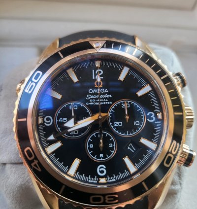 Omega Seamaster Planet Ocean Chronograph Rose Gold Original Box
