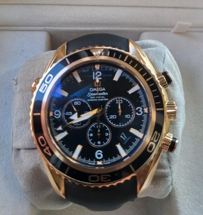 Omega Seamaster Planet Ocean Chronograph Rose Gold Original Box