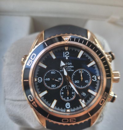 Omega Seamaster Planet Ocean Chronograph Rose Gold Original Box
