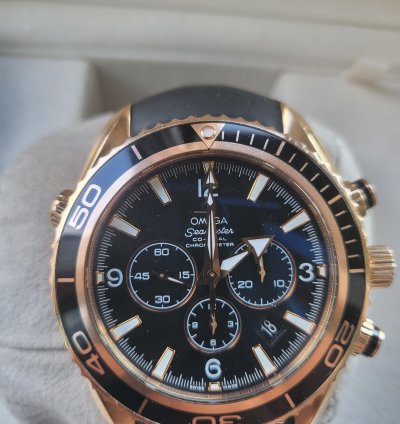 Omega Seamaster Planet Ocean Chronograph Rose Gold Original Box