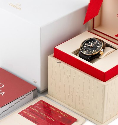 Omega Seamaster Planet Ocean Deep Brown Ceramic Rose Gold 18k Ref 215 62 40 20 13 001 Full Set