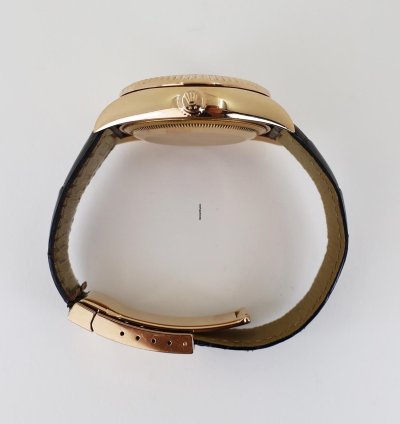 Rolex Sky-dweller 42mm Fluted Bezel Chocolate Sunray Arabic Dial Leather Band 326135