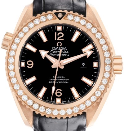 Omega Seamaster Planet Ocean Rose Gold Diamond Watch 232 58 38 20 01 001 Box Card