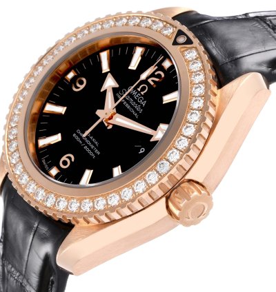 Omega Seamaster Planet Ocean Rose Gold Diamond Watch 232 58 38 20 01 001 Box Card