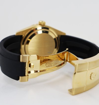 Rolex Sky-dweller 42mm Fluted Bezel Yellow Gold Black Index Dial Oysterflex Band 326238