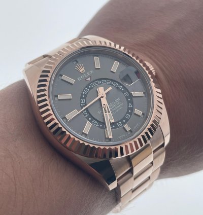 Rolex Sky-dweller 42mm Rhodium Dial Everose Gold