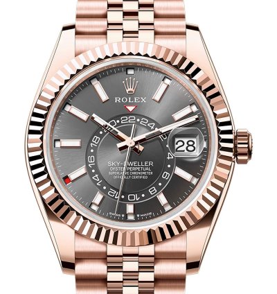Rolex Sky-dweller 42mm Slate Dial 18k Rose Gold Jubilee