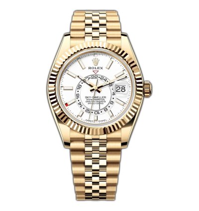 Rolex Sky-dweller 42mm White Dial 18k Yellow Gold Jubilee