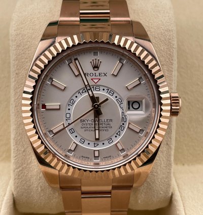 Rolex Sky-dweller 42mm White Dial Rose Gold