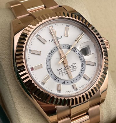 Rolex Sky-dweller 42mm White Dial Rose Gold