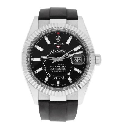 Rolex Sky-dweller 42mm White Gold Black Dial Oysterflex Strap 336239-0002 Unworn