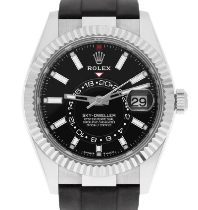 Rolex Sky-dweller 42mm White Gold Black Dial Oysterflex Strap 336239-0002 Unworn