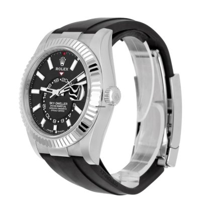 Rolex Sky-dweller 42mm White Gold Black Dial Oysterflex Strap 336239-0002 Unworn